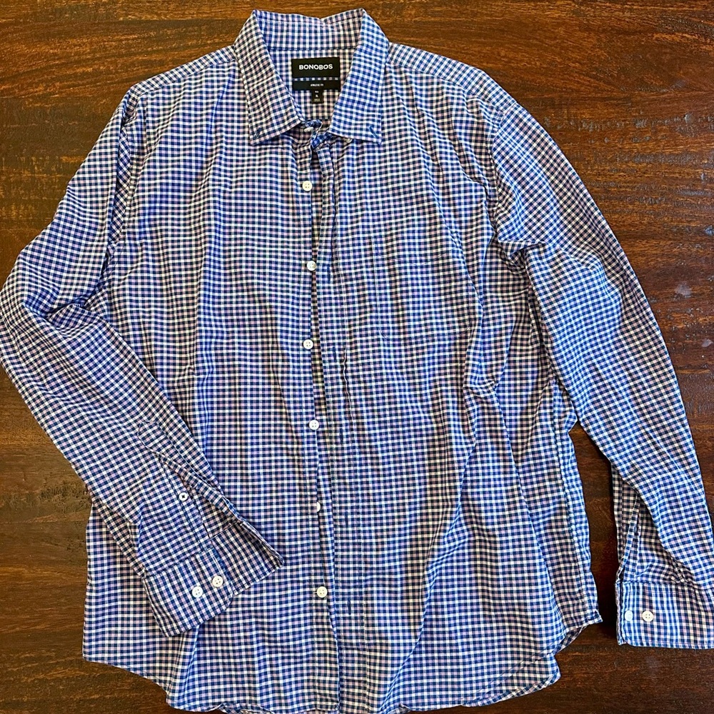 Bonobos Blue and Purple Checkered Men's Shirt